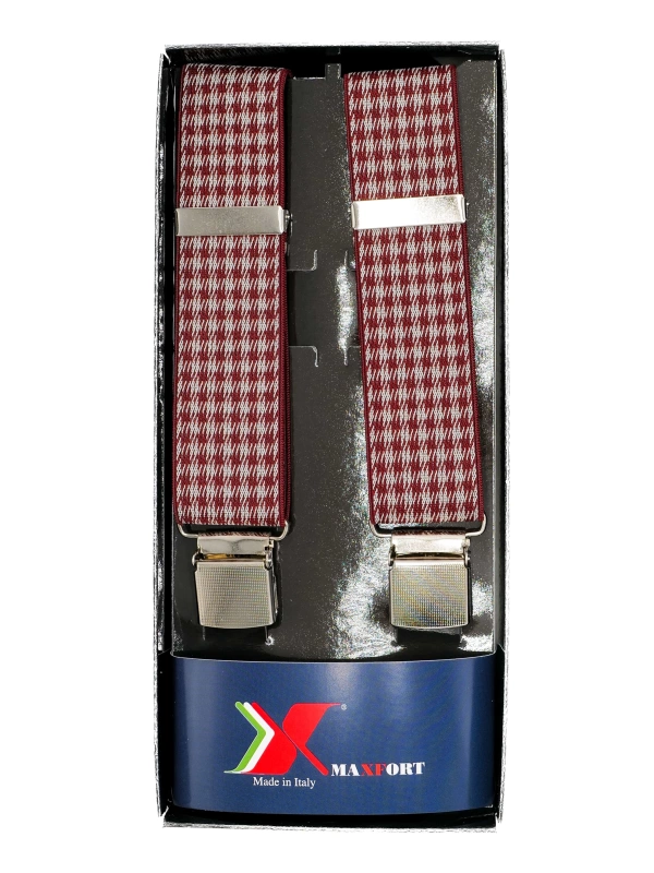 NARAMNICE ZA HLAČE Maxfort Fede tip X 130 cm širina 3,5 cm Fantasia Bordeaux