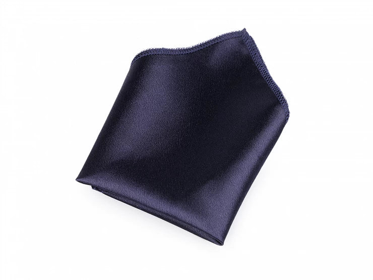 Žepni robec iz satena glossy blue dark -ročno delo