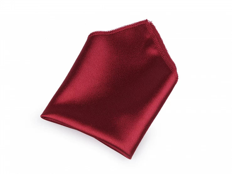 Žepni robec iz satena glossy bordeaux -ročno delo