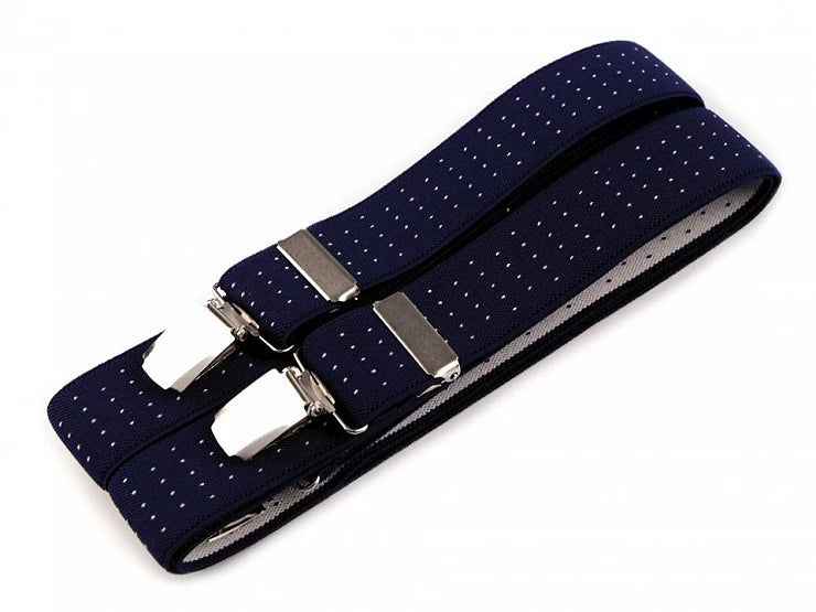 NARAMNICE ZA HLAČE - modre s pikami tip X 125 cm širina 3 cm