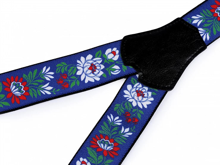 NARAMNICE ZA HLAČE Folklora modre tip Y dolžina 120 cm širina 4 cm