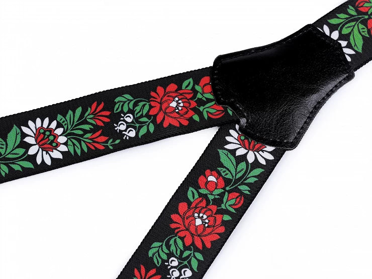 NARAMNICE ZA HLAČE Folklora črne tip Y dolžina 120 cm širina 4 cm