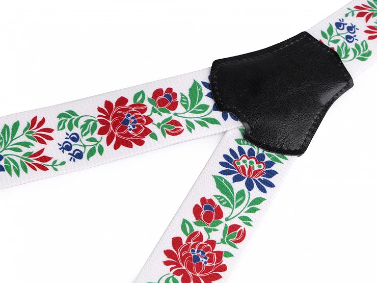 NARAMNICE ZA HLAČE Folklora bele tip Y dolžina 120 cm širina 4 cm