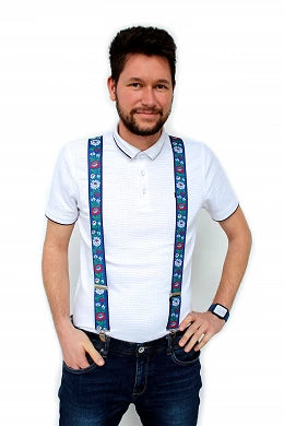 NARAMNICE ZA HLAČE Folklora bele tip Y dolžina 120 cm širina 4 cm