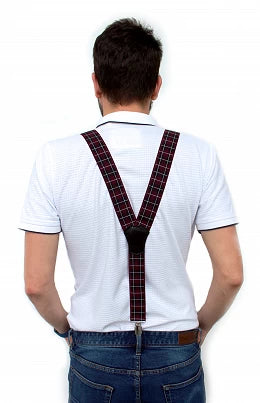 NARAMNICE ZA HLAČE SCOTCH grey white red tip Y dolžina 120 cm širina 3,5 cm