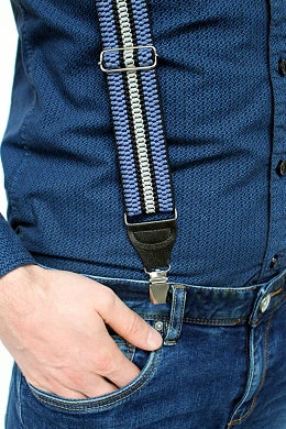 NARAMNICE ZA HLAČE Elastic 650366 črne s sivo črto tip Y dolžina 120 cm širina 4 cm