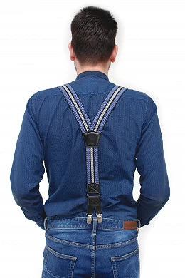 NARAMNICE ZA HLAČE Elastic 650366 črne s sivo črto tip Y dolžina 120 cm širina 4 cm