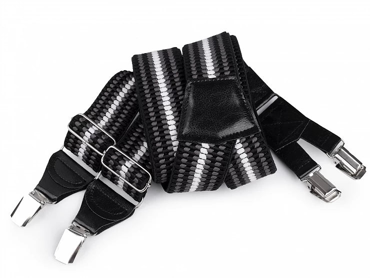 NARAMNICE ZA HLAČE Elastic 650366 črna siva bela tip Y dolžina 120 cm širina 4 cm