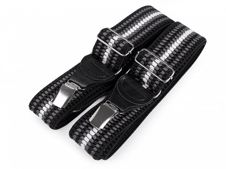 NARAMNICE ZA HLAČE Elastic 650366 črna siva bela tip Y dolžina 120 cm širina 4 cm