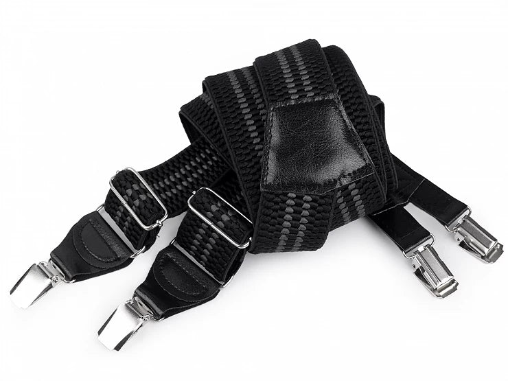 NARAMNICE ZA HLAČE Elastic 650366 črne s sivo črto tip Y dolžina 120 cm širina 4 cm