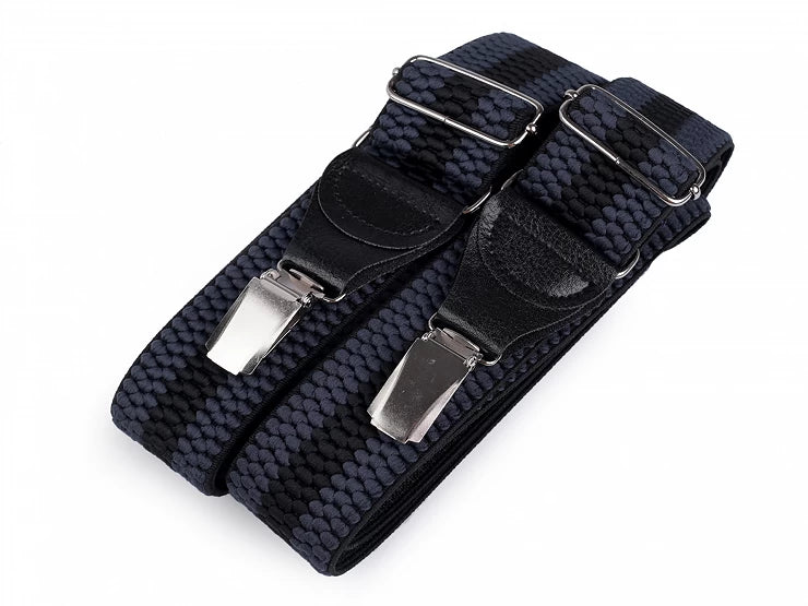 NARAMNICE ZA HLAČE Elastic 650366 modre s črno črto tip Y dolžina 120 cm širina 4 cm