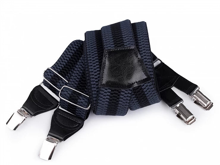 NARAMNICE ZA HLAČE Elastic 650366 modre s črno črto tip Y dolžina 120 cm širina 4 cm