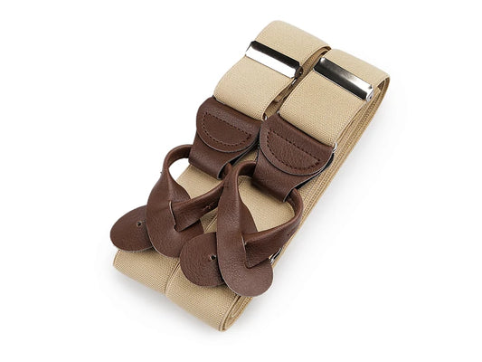 KLASIČNE NARAMNICE ZA HLAČE DON SAVASTANO svetla beige tip Y dolžina 120 cm