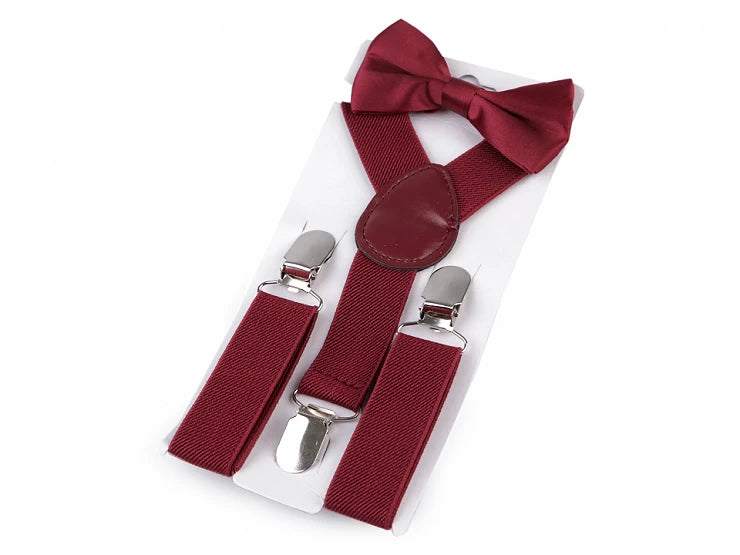 SET OF BRACES FOR PANTS AND BOW TIE red type Y length 100 cm width 2.5 cm