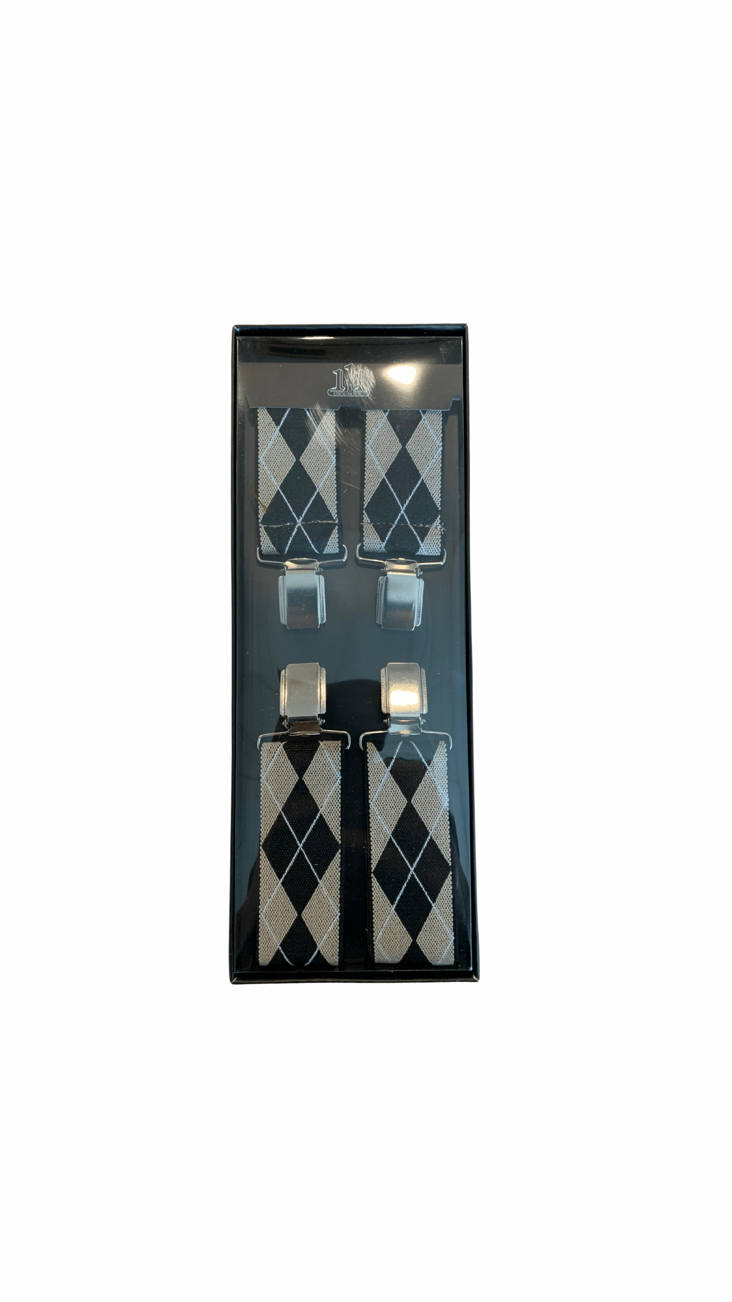 BRACES FOR PANTS UNOUNOUNO beige black check pattern type X length 120 cm