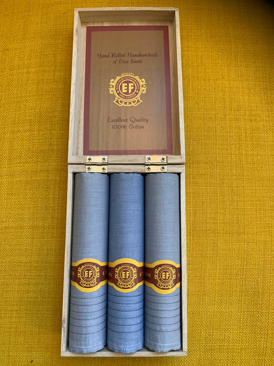 Handkerchiefs in luxury blue packaging