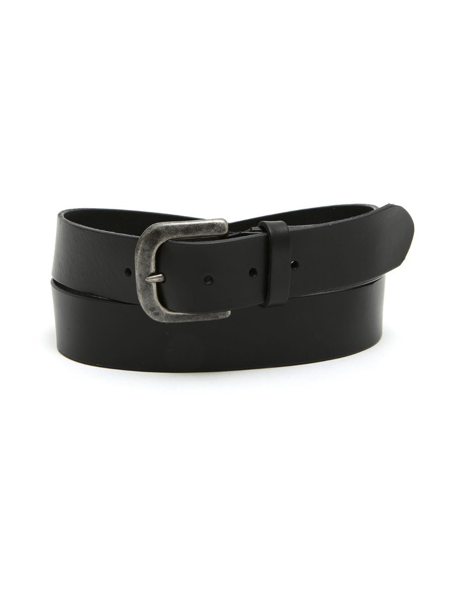 Black leather belt MAXFORT 145 cm