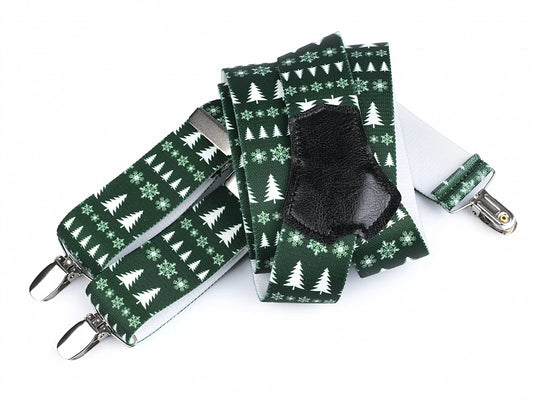 BRACES FOR PANTS Christmas motif green Y length 120 cm width 4 cm