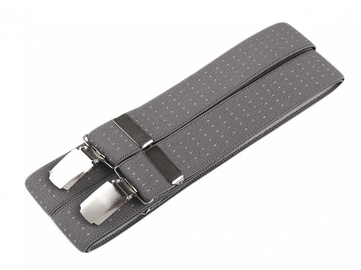 BRACES FOR TROUSERS - gray with dots type X 125 cm width 3 cm