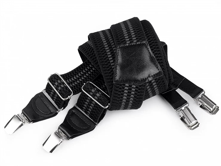 STRAPS FOR PANTS M11/2 black with gray stripe type Y length 120 cm width 4 cm